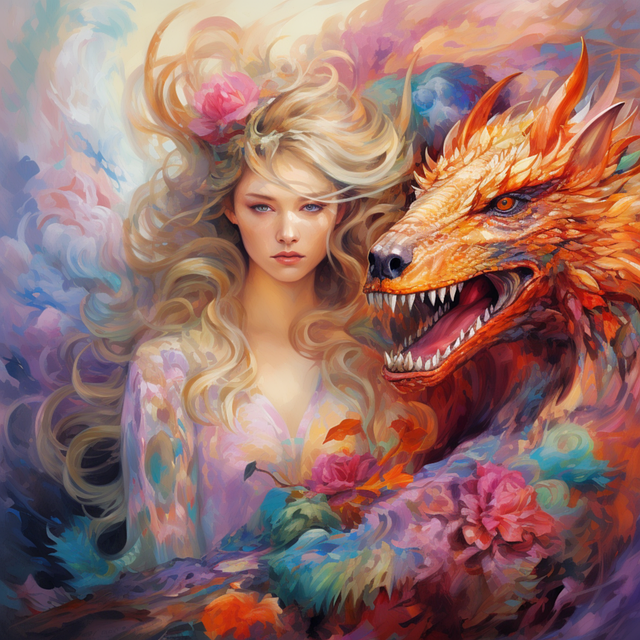 Free ai generated woman dragon illustration