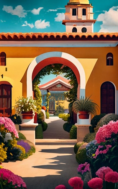 Free ai generated courtyard garden illustration