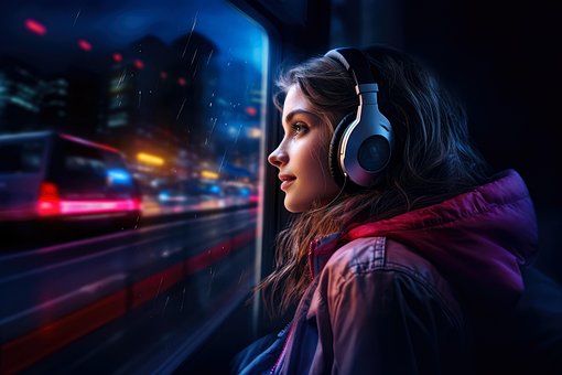 Ai Gerado, Garota, Fones De Ouvido