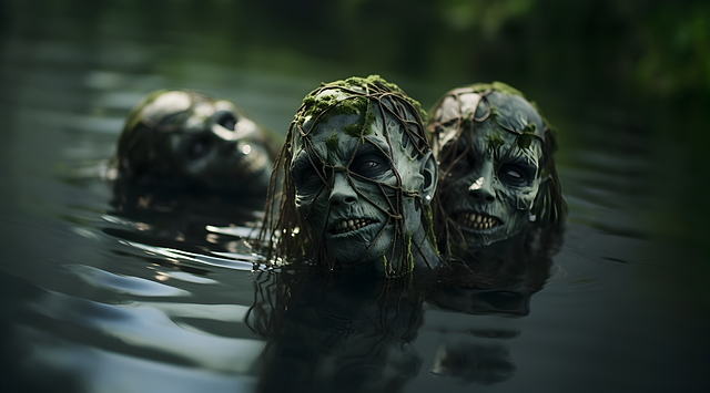 Weiblich, Zombie, Halloween, Wasser