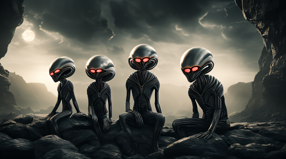 Download Aliens, Science Fiction, Seated. Royalty-Free Stock