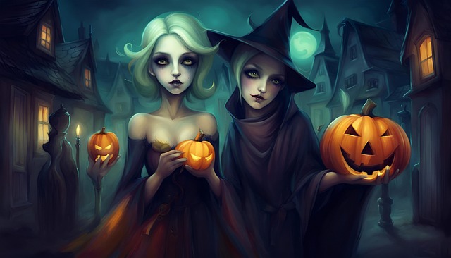 Halloween, Gresskar, Jenter, Skumle, Hus