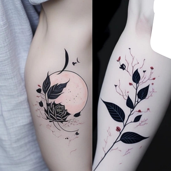 Mond, Nacht, Tätowierung, Kunst