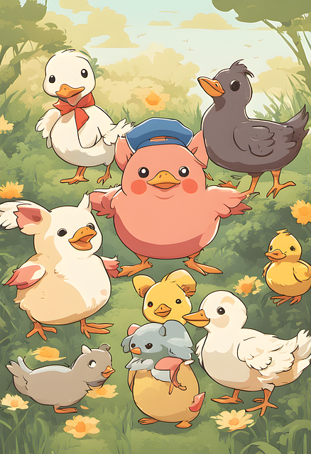 Ai Gerado, Animais, Frango, Pato, Porco
