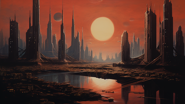 Free sci-fi city space illustration