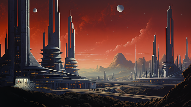 Free sci-fi city space illustration