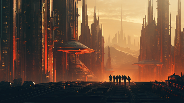 Free sci-fi city space illustration