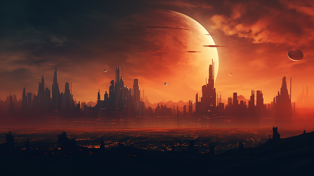 Free sci-fi city space illustration