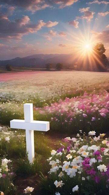 Free ai generated grave marker flowers illustration