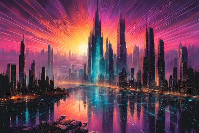 Free ai generated futuristic city illustration