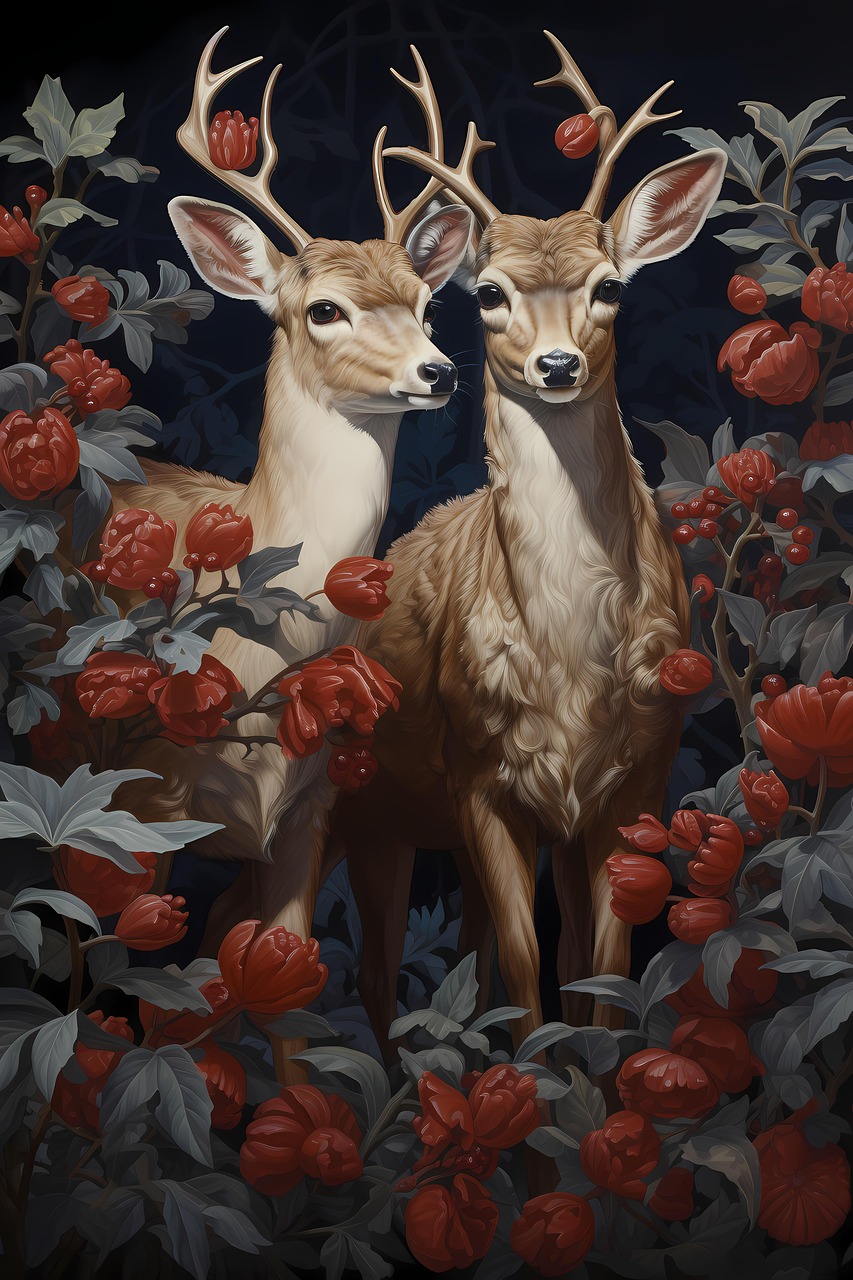 Download free HD stock image of Ai Generated Deer Free ai generated deer roses illustration