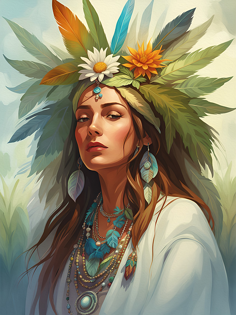 Free ai generated woman headdress illustration