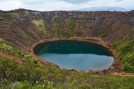 See, Krater, Island, Azurblau, Wasser