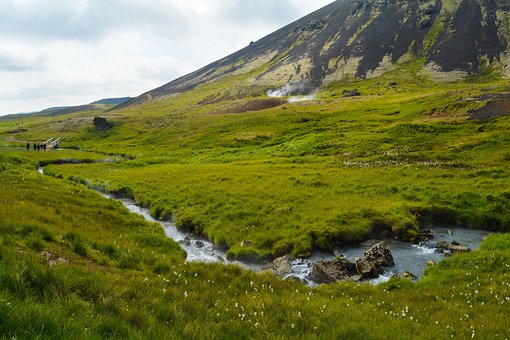 Island, Natur, Bach, Wasser, Gras