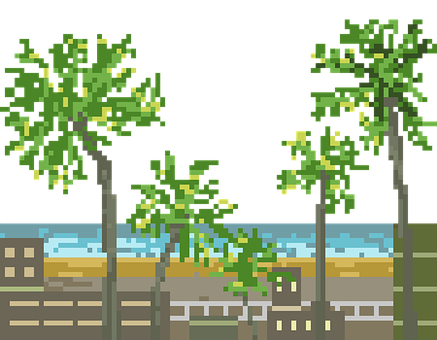 Free Beach Pixel Art illustration and picture