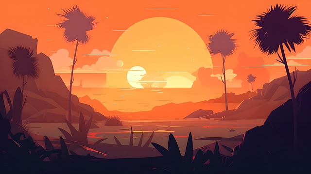 Free Ai Generated Sunset illustration and picture