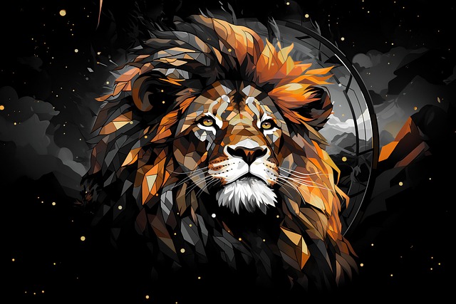 Free ai generated lion geometry illustration