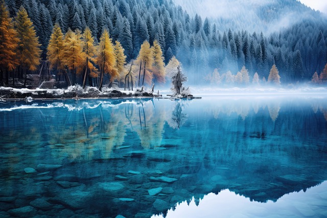 Free lake forest landscape illustration