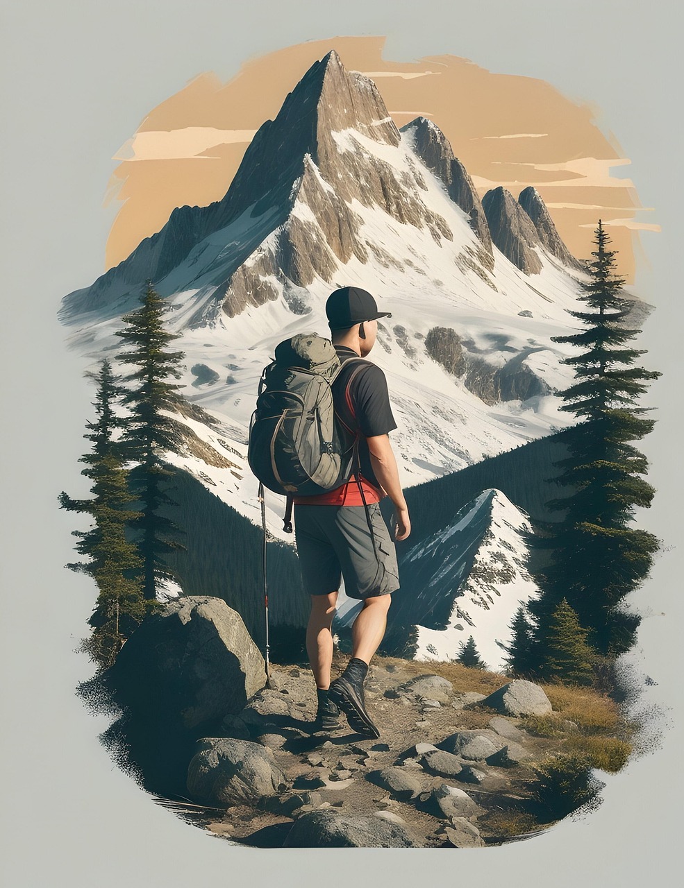 Download free HD stock image of Ai Generated Hiker Free ai generated hiker adventure illustration