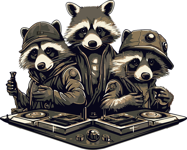 Free ai generated raccoon dj vector