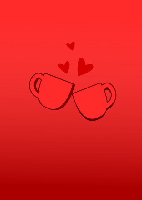 Free cups coffee hearts vector