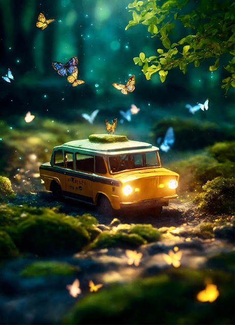 Free ai generated taxi butterflies illustration