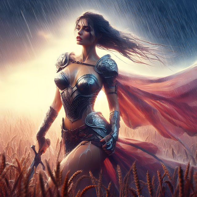 Free ai generated woman warrior illustration