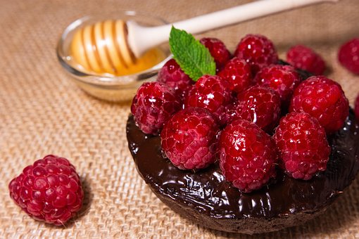 Dessert, Himbeeren, Schokolade, Honig