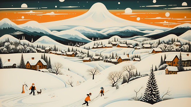 Free ai generated mountains resort illustration