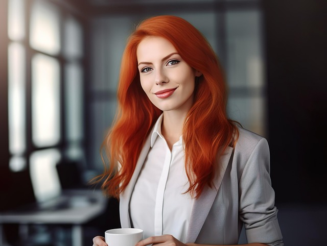 Free modern dyed red hair elegance illustration