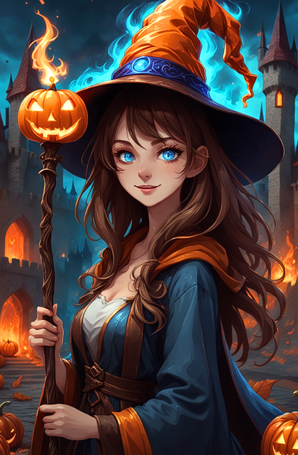 Download free HD stock image of Ai Generated Witch Free ai generated witch pumpkin illustration