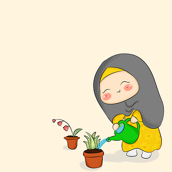Frau, Hijab, Gartenarbeit, Muslim
