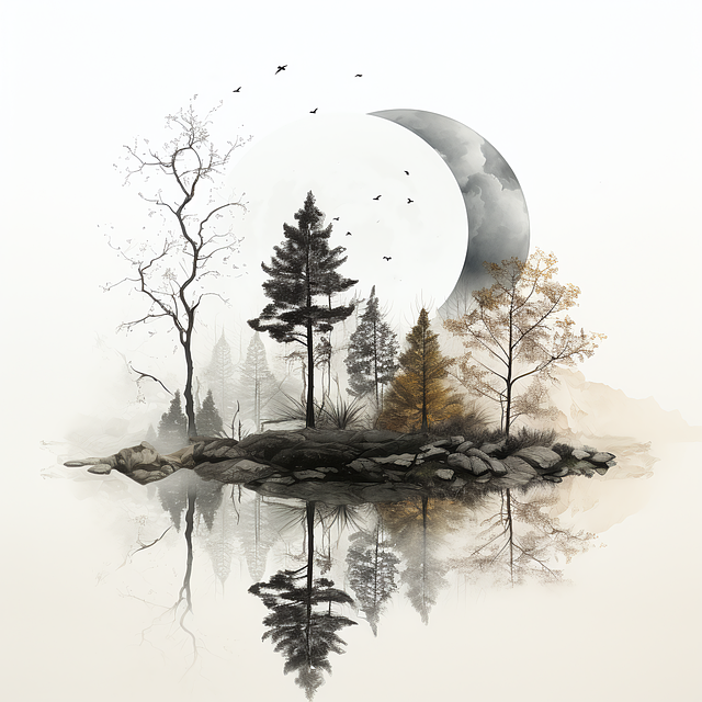 Free ai generated winter lake illustration