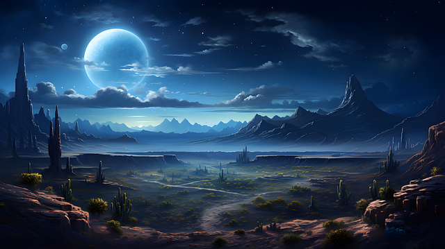 Free ai generated night desert illustration