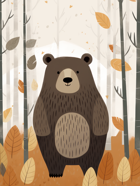 Free ai generated bear trees illustration