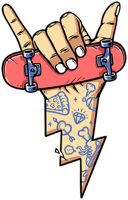 Free skateboard skater hand illustration