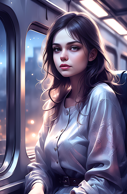 Free ai generated girl train illustration
