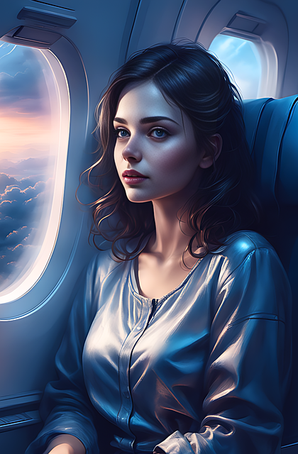 Free ai generated woman plane illustration