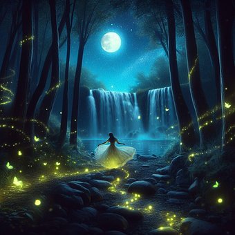 Free Dreamscape Moonlit Forest illustration and picture