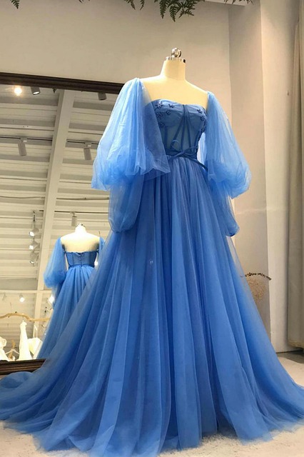 Free Bluepromdress Longsleevepromdress photo and picture