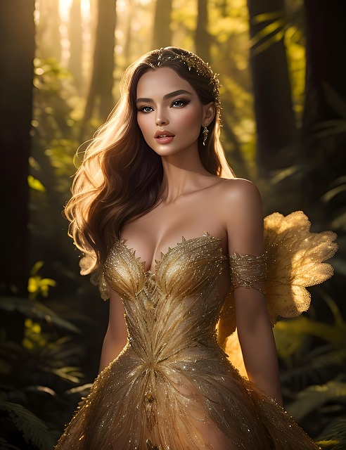 Free ai generated woman gold illustration