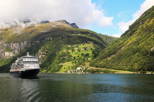 Fjord, Norge, Skib, Krydstogt