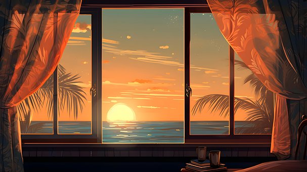 Cozy, Praia, Fantasia, Natureza, Janela