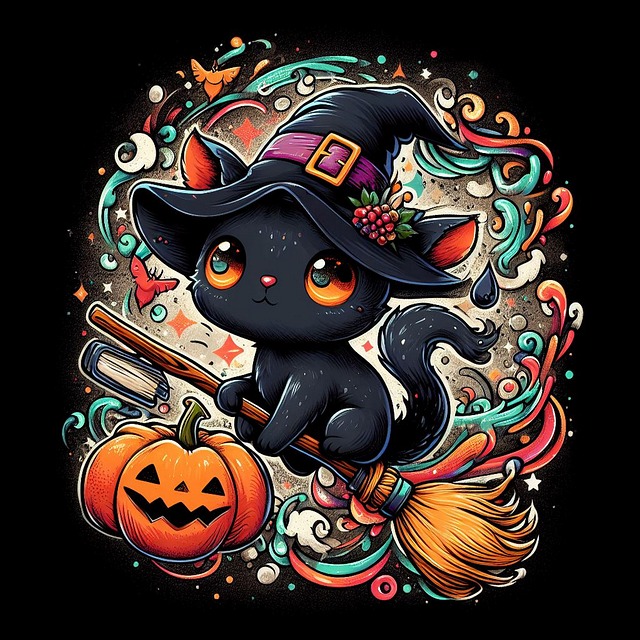 Download free HD stock image of Ai Generated Cat Free ai generated cat halloween illustration