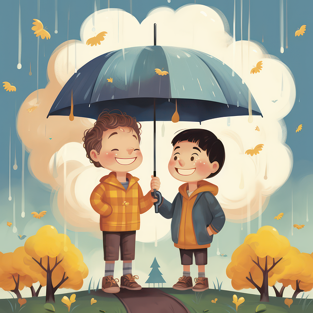 Free rain umbrella autumn illustration