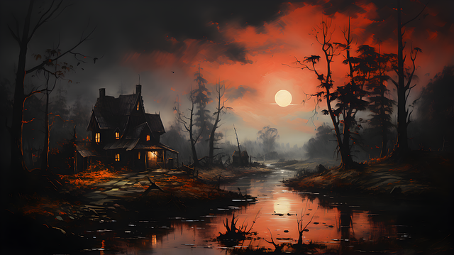 Free halloween moon spooky illustration