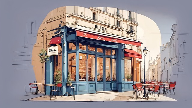 Free ai generated coffee shop street cafe illustration