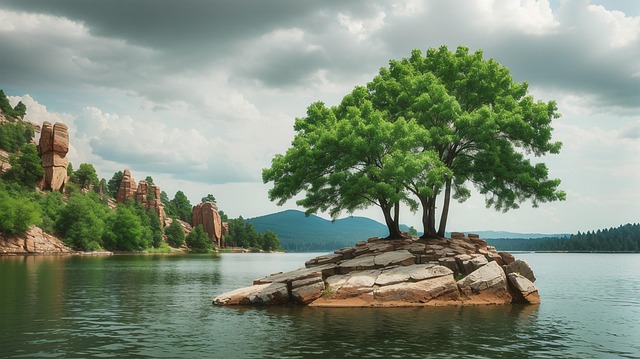 Ai Gegenereerd, Rivier, Bomen, Landschap