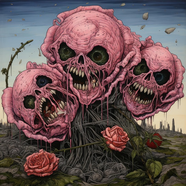 Free rotting peonies flowers nature illustration