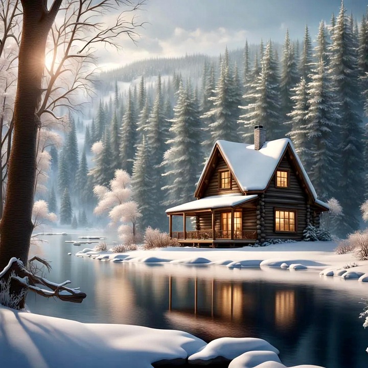 Download Ai Generated Cabin Winter Royalty-Free Stock Illustration ...